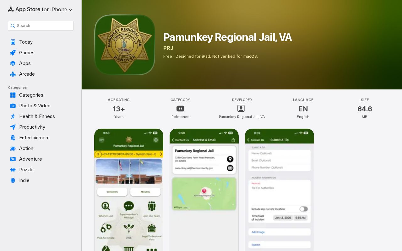 Caroline County booking photo access through Pamunkey mobile app