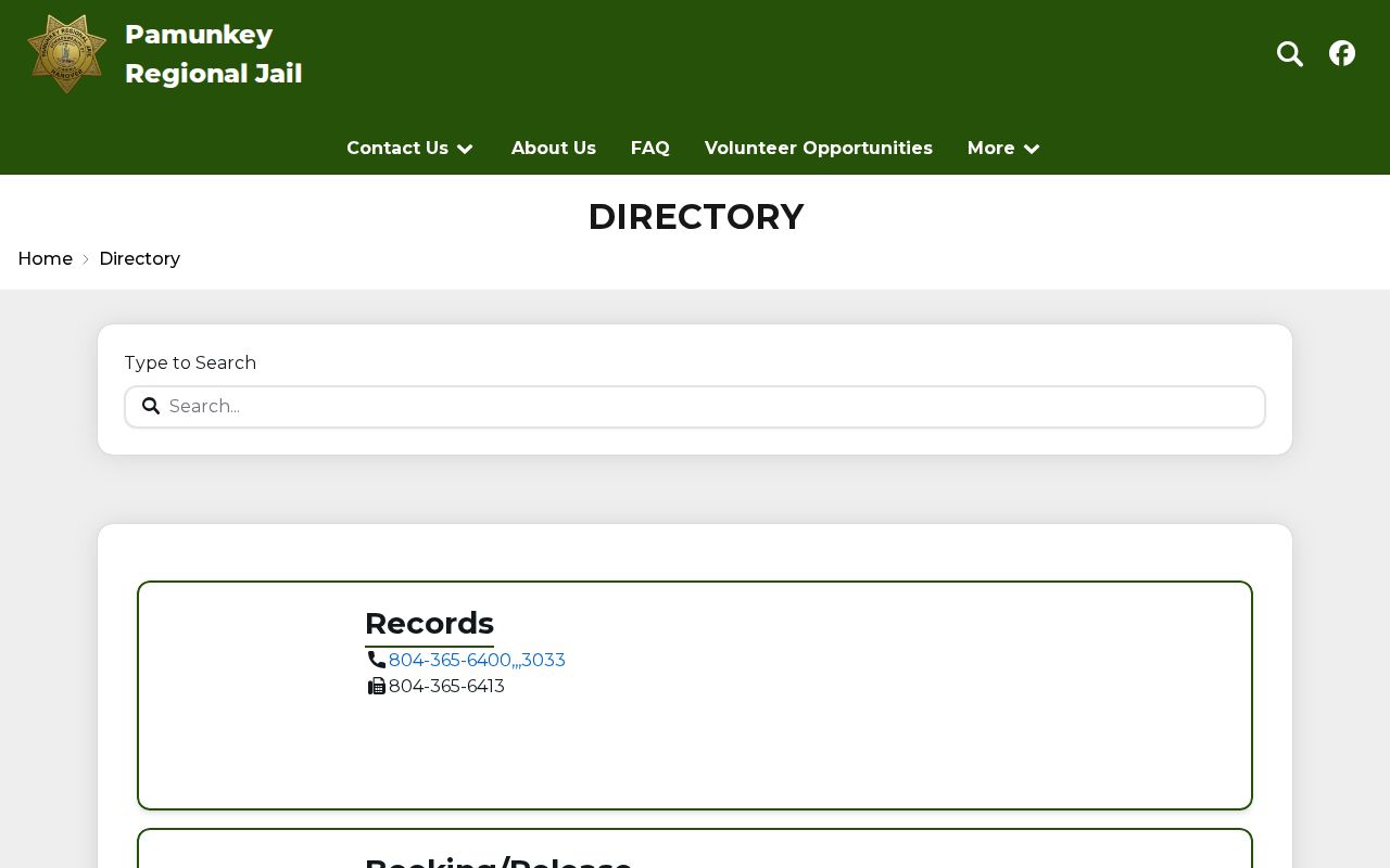 Pamunkey contacts for Caroline County 72-hour release records