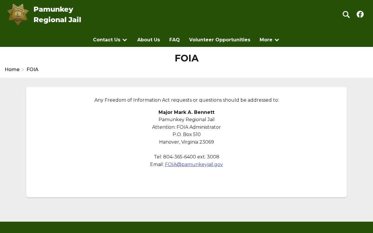Caroline County release record request route on the Pamunkey FOIA page